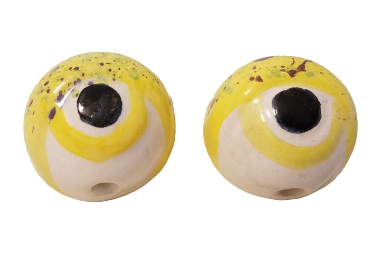1 Pair of Vintage Ceramic Frog Eyes Beads for Hanging Macrame Etsy