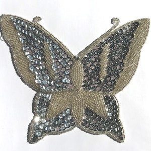 X-Large Butterfly 6&quot; Beaded Sequined Sew-On Applique Craft Sewing Embellishment Vintage