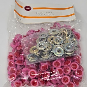 Bulk Pack Zim&#39;s Vintage Pink/Red Albino Plastic Bunny Rabbit Safety Eyes for Craft Doll, Amigurumi Toy, or Puppet Making, Assorted Sizes