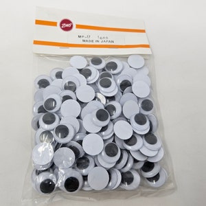Zim&#39;s Vintage Paste-On Glue-On Round Moving Wiggle Googly Eyes Plastic Eyes for Craft Doll, Amigurumi Toy, or Puppet Making, 17mm to 25mm