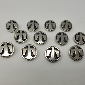 12 pcs Thunderbird Tribal Totem Molded Plastic Sewing Shank Buttons Round Vintage 14mm or 18mm