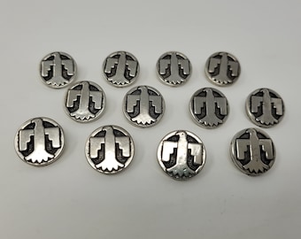 12 Stück Thunderbird Tribal Totem Kunststoff Knöpfe Annähen Runde Vintage 14 mm oder 18 mm