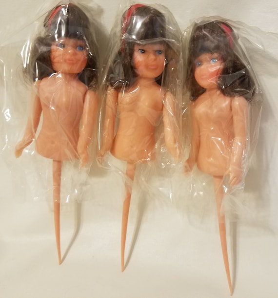 Vintage 2 Vinyl Baby Heads on Metal Stem