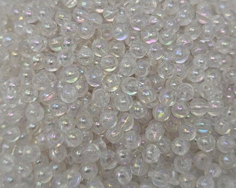 2.000 piezas de cuentas de burbujas de plástico AB de cristal transparente iridiscente, perlas artificiales de 4mm, cuentas redondas para manualidades