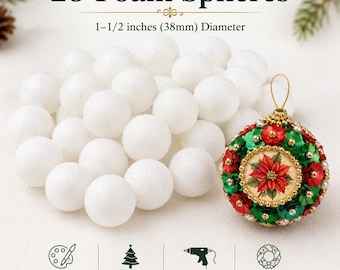 25 Styrofoam Balls - White 1-1/2" Foam Spheres for Ornaments, Kids Crafts & Floral - DIY Craft Blanks