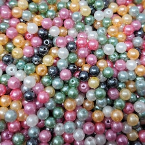 Lot of 1,000 Loose Artificial Plastic Pearls 6mm Small Round Craft Beads