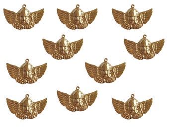 10 pcs Vintage Gold Brass or Silver Metal Cherub Angel Jewelry Pendants Charms Embellishments Findings