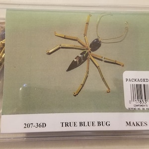 True Blue Bug Insect Glass Beaded Pins Brooch Jewelry Beading Craft Kit from Mac Enterprises Vintage