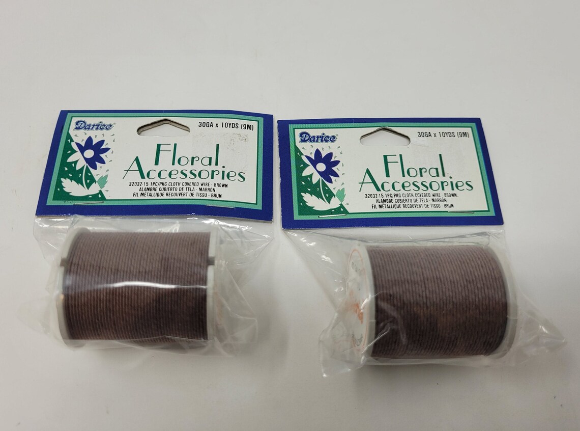 2 spools Darice Brown or Green Cloth Covered Florist Wire 30 Etsy