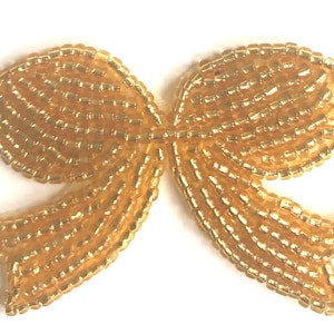 Pack of 4 Medium Bow Beaded Sew-On Applique Craft Sewing Embellishment Vintage
