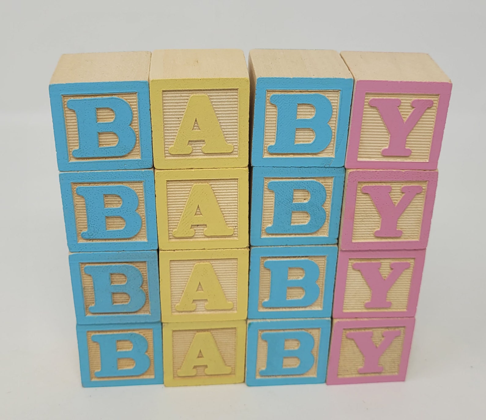 16 Vintage Wood Baby Blocks Cubes B-A-B-Y Alphabet Letters for Crafts ...