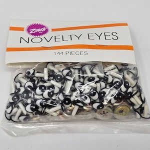 Bulk Pack 144 Zim&#39;s Vintage Black or Pink Oval Comical Cartoon Plastic Safety Eyes for Craft Doll, Amigurumi Toy, or Puppet Making