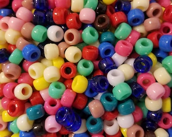 1000 pcs Standard Pony Beads - 6x9mm Opaque Plastic Beads for Friendship Bracelets, Hair Beads, Kandi & Kids Crafts - Choose Color