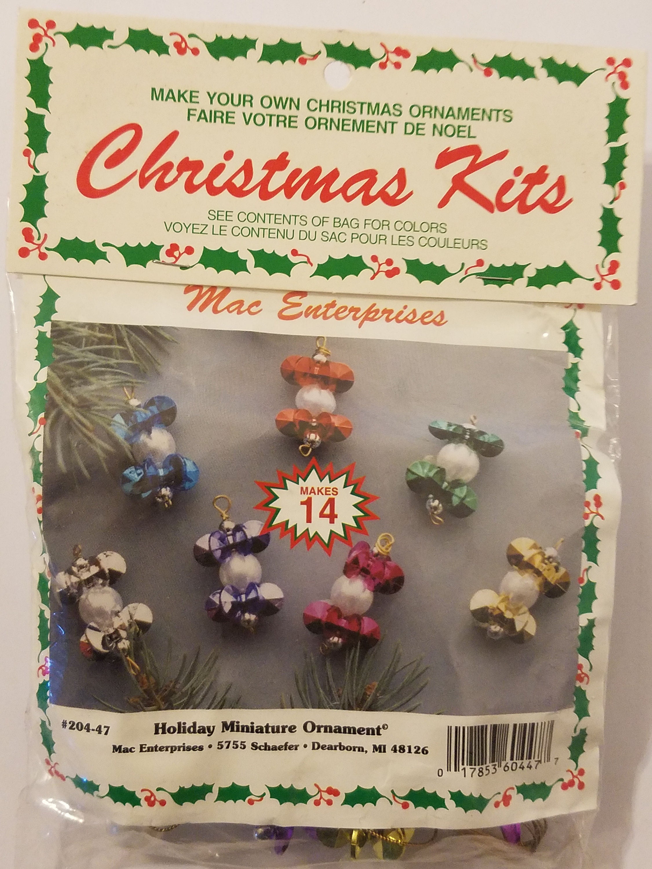 Vintage Holiday Miniature Ornament Starflake Bead Beaded Beading Christmas Craft Kit Merri Mac