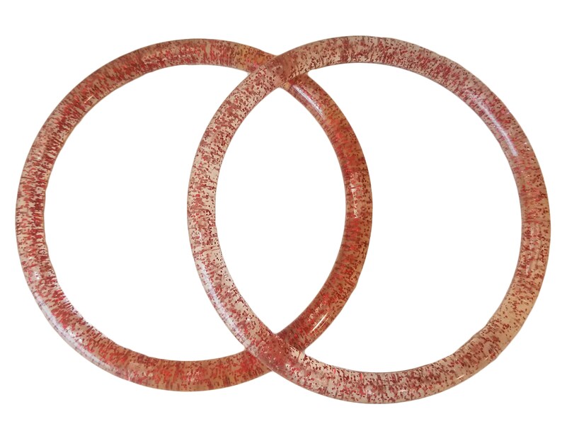 Asas redondas de plástico vintage de 5" para bolsos Red Glitter