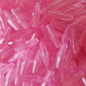 500 Pcs Transparent Translucent 18mm x 6mm Elongated Faceted Bicone Plastic Acrylic Craft Beads