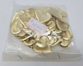 Bulk Pack of 100 pcs Vintage Gold Tone Metal Heart Shaped Leaf Stampings Water Lily Pad Craft Accent Charms Embellishments Jewelry Findings