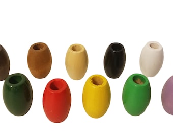 Lot of 40 Wood Oval Oblong Macrame Plant Hanger Craft Beads 1-1/4" 32mm