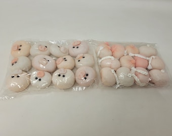 Pack of 12 Vintage Soft Sculpture Cloth Pig Heads & Bottoms with Tail for Craft Doll Making