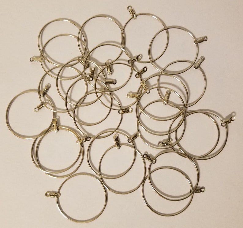 12 pares de aros de metal plateado para pendientes, componentes para bisutería, accesorios para abalorios, 32 mm (1-1/4"). imagen 3