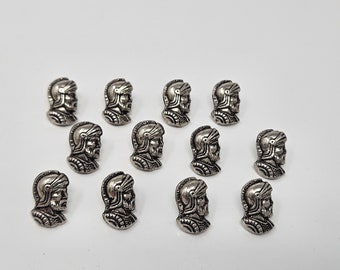 12 pcs Roman Centurion Bust Silver or Gold Molded Plastic Sewing Shank Buttons Vintage