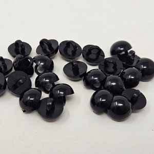 Zim&#39;s Vintage 10mm Round Black Domed Sew-On Plastic Eyes for Craft Doll, Amigurumi Toy, or Puppet Making