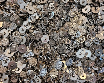 50個入り ヴィンテージシルバー成形プラスチック製裁縫シャンクボタン