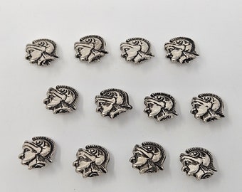 12 pcs Spartan Head Silver or Gold Molded Plastic Sewing Shank Buttons Vintage