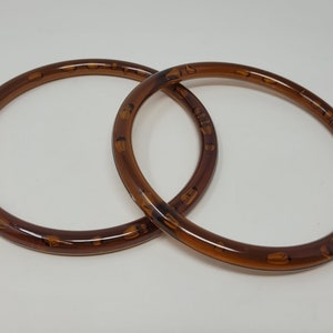 Asas redondas de plástico vintage de 5" para bolsos Transparent Brown