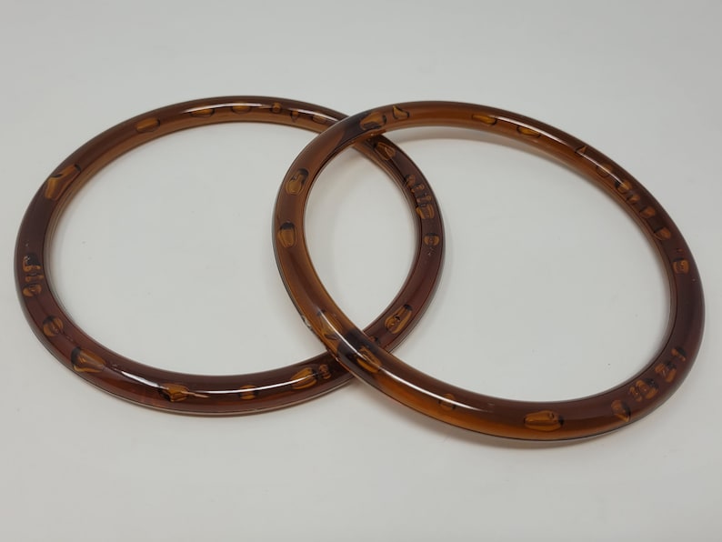 Asas redondas de plástico vintage de 5" para bolsos Transparent Brown
