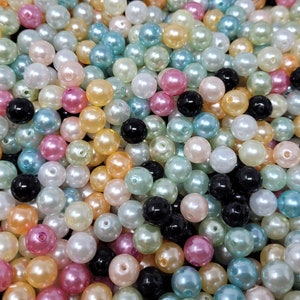 Lot of 100 Loose Artificial Plastic Pearls Large 10mm Round Pastel Beads