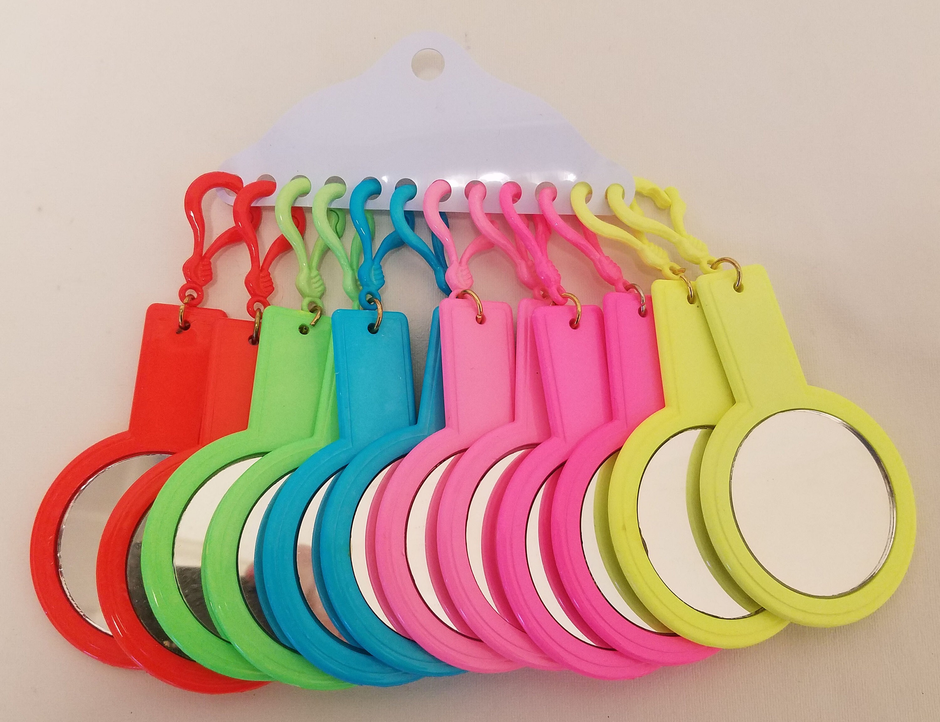 Pack of 12 Cute Neon Plastic Mirrors Keychains Backpack Etsy