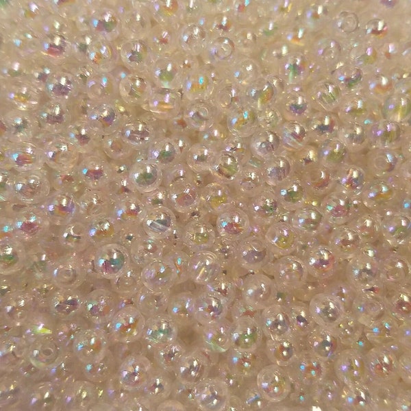 1,000 pcs Iridescent Transparent Crystal AB Plastic Bubble Beads Artificial Pearls 5mm Round Craft Beads