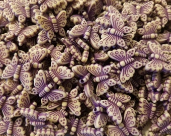 100 pcs Butterfly Craft Beads 15mm x 8mm Plastic Butterflies Charms