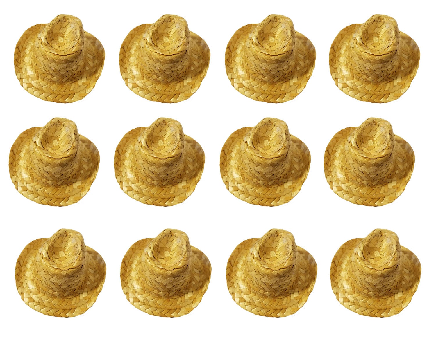 Pack of 12 Straw Cowboy Hats Miniature 