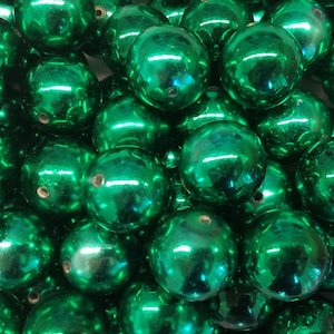 Lot of 25 Loose Artificial Plastic Pearls X-Large 22mm Round Metallic Christmas Craft Beads