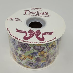 NEW Vintage Berwick Flora-Satin Pansies Flowers Floral Craft Ribbon 2-3/4&quot; x 50 YDS