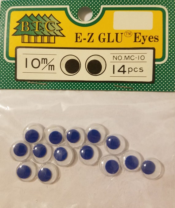 12 Packs BTC E-Z GLU Blue Movable Wiggle Googly Eyes 10mm for Crafts Dolls  Puppets 