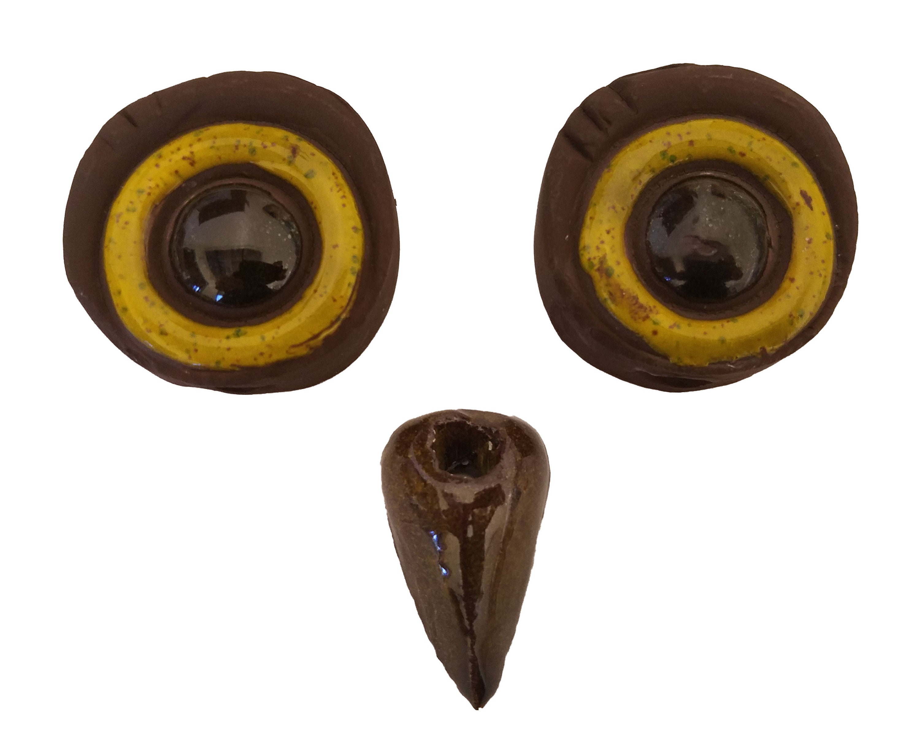 Vintage Ceramic Owl Eyes & Beak Beads for Macrame Owl