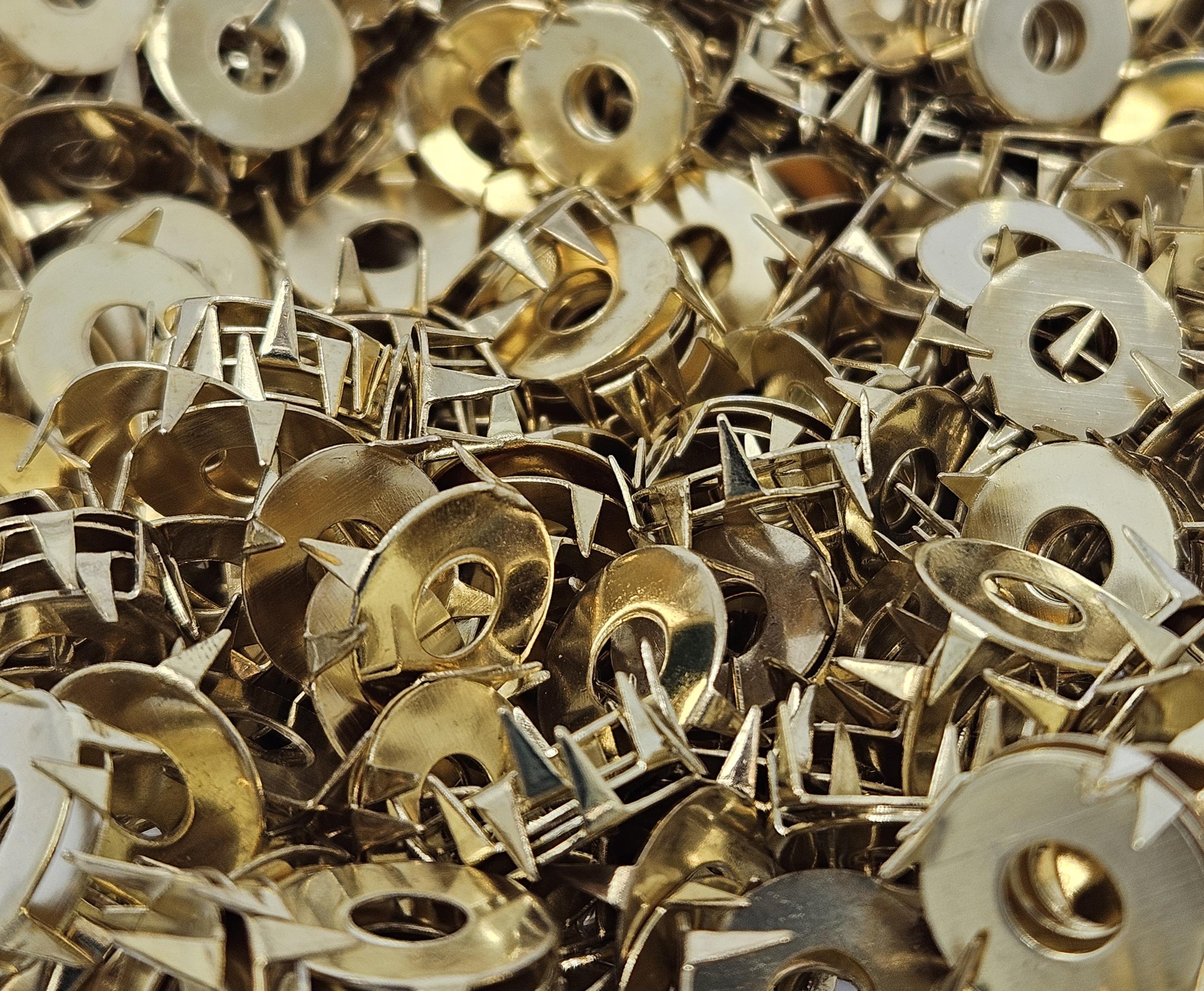 Gold Tone Metal 12mm or 20mm Round Framed Circle Decorative Studs Nailheads for Crafts Vintage