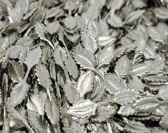 50 pcs Vintage Silver Tone Metal Helicopter Leaf Jewelry Findings Leaves Craft Accent Charms Embellishments