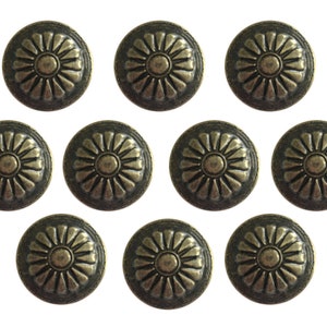 10 Stück große runde Ohrstecker Nailheads Metall Medaillon Handwerk Akzent Verschönerung, Silber oder Antiqued Bronze