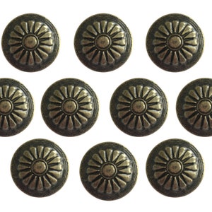 10 pcs Large Round Studs Nailheads Metal Medallion Craft Accent Embellishment, Silver or Antiqued Bronze