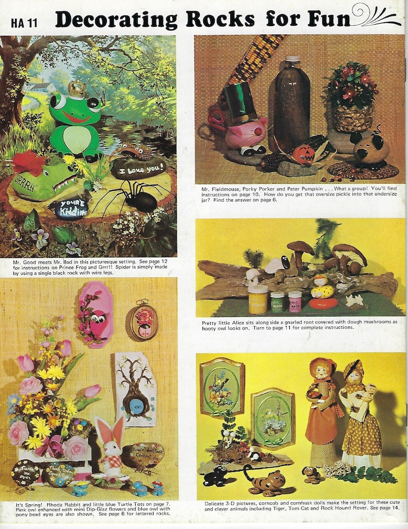 Decorating Rocks for Fun Kids Painting Vintage Craft How to Instruction ...