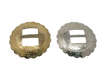 10 pcs Silver or Gold Round Scalloped Edge Slotted Conchos Metal Southwestern Vintage