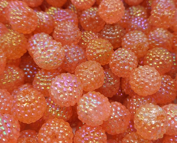 100 pcs Vintage 15mm Iridescent Peach Berry Beads Plastic Acrylic Craft Beading 100 pcs Vintage 15mm Iridescent Peach Berry Beads Plastic Acrylic Craft Beading