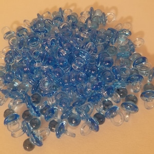 Pack of 100 Tiny Clear Transparent Miniature Acrylic Plastic Pacifiers for Baby Shower Decorations Favors