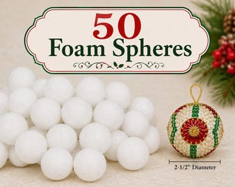 50 Styrofoam Balls - White 2-1/2" Foam Spheres for Ornaments, Floral & Kids Crafts - DIY Polystyrene Craft Blanks