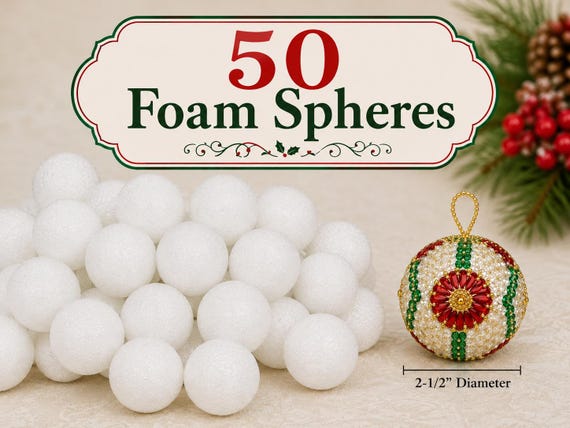 50 Styrofoam Balls - White 2-1/2" Foam Spheres for Ornaments, Floral & Kids Crafts - DIY Polystyrene Craft Blanks