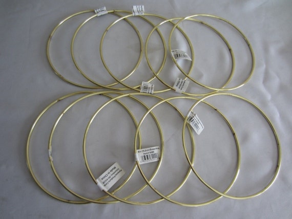 Lot of 10 Gold Metal Brass Macrame Craft Dreamcatcher Rings 10" Inch Diameter Lot of 10 Gold Metal Brass Macrame Craft Dreamcatcher Rings 10" Inch Diameter